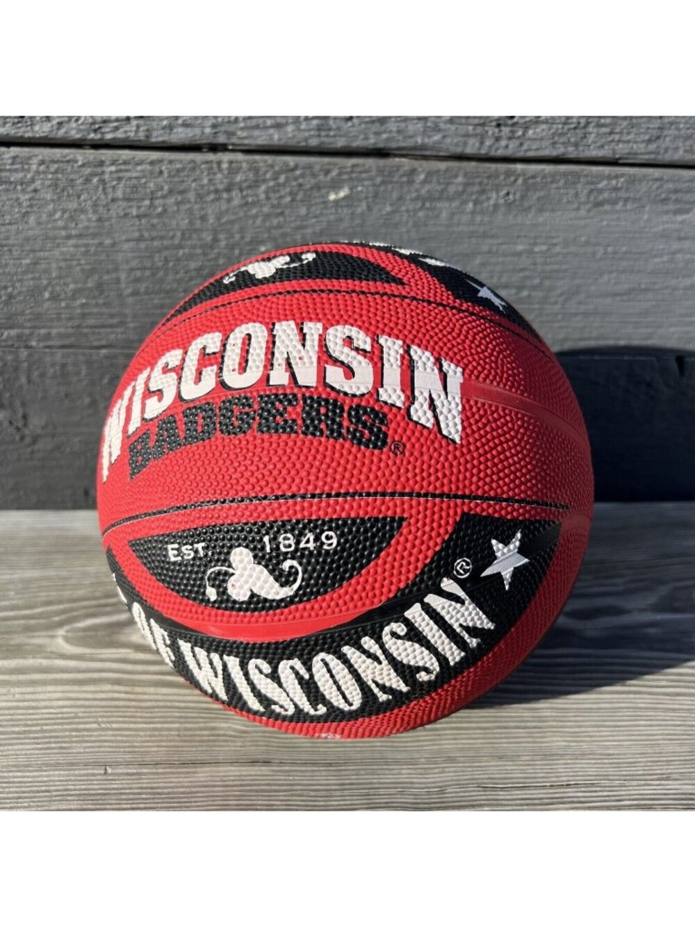 Wisconsin Badgers Full Size Basketball Indoor Outdoor Baden Rubber Red Black